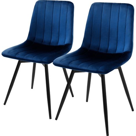 ML-Design Esszimmerstühle 2er Set drehbar, Küchenstühle gepolstert, Samt, Essstühle mit Rückenlehne, Stahlbeine, Polsterstuhl modern, 360° Drehstuhl, Stühle für Wohnzimmer Küche Esszimmer, Dunkelblau (1/5)