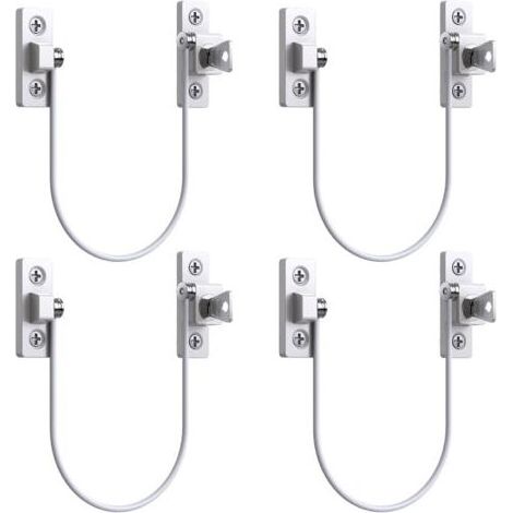4pcs Entrebâilleur Fenêtre Porte Restricteur de Porte de Fenêtre Verrou Fenetre UPVC Verrouillage de Limite Verrou de Sécurité Câble Serrure de Limite Avec Clé et Vis (1/5)