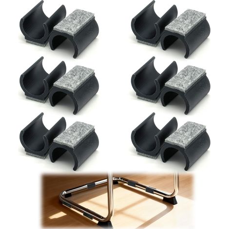12 Pièces Glisseurs de Chaise avec Feutre, Patins Amovibles pour Tubes Ronds 25 mm, Protège-Sols pour Parquet et Carrelage avec Embouts en U (1/5)