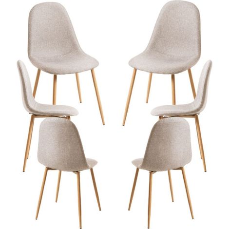 Packs Sillas Comedor - Pack 6 Sillas Teok Tela - Beige (1/5)