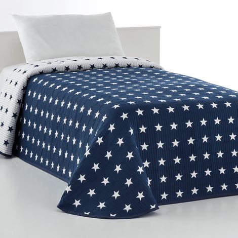 Couvre-lit léger Bouti 10 pour lit de 105 cm Couvre-lit étoiles lit 105 Taille de Couette 200 x 270 cm, Couleur Marine (1/5)
