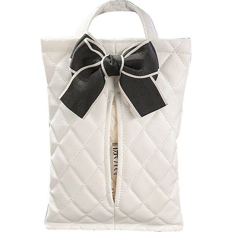 Bag to mouchoirs suspended for car, joli appearance, waterproof, for all the Types of vehicles, noeud papillon white (1/5)
