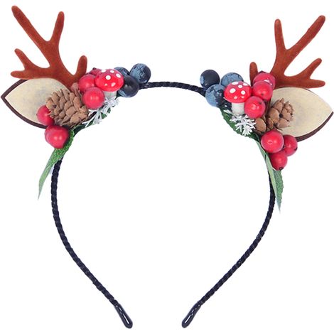 1 Serre-tête, bois de renne, oreilles, fibres de polyester, femmes et filles, Noël et Thanksgiving (1/5)