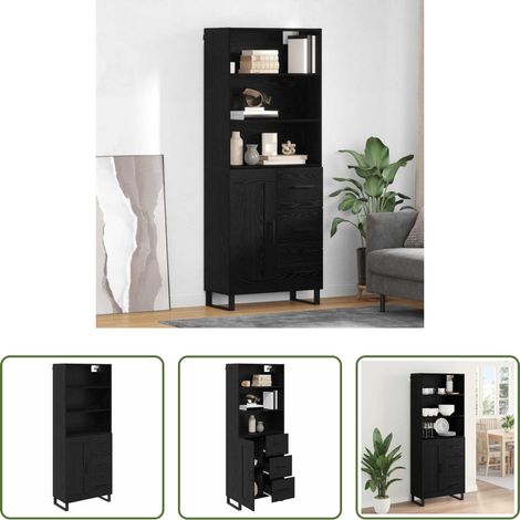vidaXL Buffet bois d'ingénierie - Haut Armoire Chêne noir 69,5 x 34 x 180 cm Bois d'ingénierie (1/5)