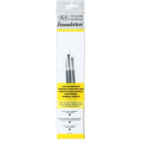 Pinceaux acryliques - WINSOR & NEWTON - Set Fondation - 2 plats & Aveline 4 - Qualité pour débutants