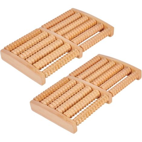 Filiyano-Rouleau de massage des pieds en bois à 6 rangées pour la réflexologie et le soulagement de la douleur par acupression. (1/5)