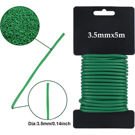 (3,5 mm x 5 m) Attache de support réutilisable pour plantes, fil d'acier recouvert de caoutchouc, accessoire de jardinage robuste et flexible, pour les tiges de fleurs. (1/4)