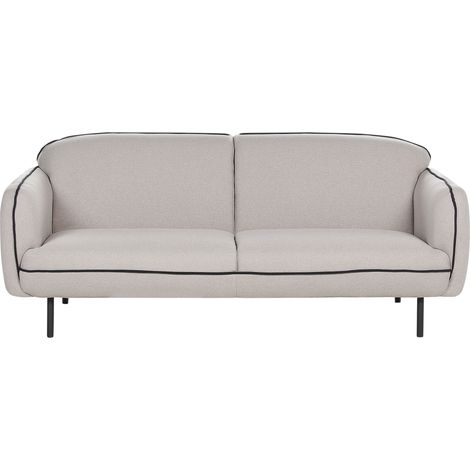 Sofá de 3 plazas tapizado en tela con patas de metal estilo glam retro color gris claro Tonsberg