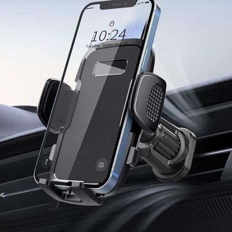 Support Téléphone Voiture [Clip de Qualité Militaire] porte Voiture telephone Rotatif à 360 Degrés pour Grille D'aération de Voiture Support GPS Voiture pour Smartphone iPhone Android Noir (1/5)