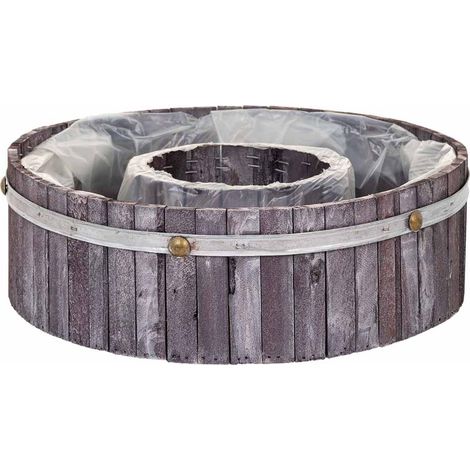 Cesto redondo de madera gris 40x40x12 (1/5)