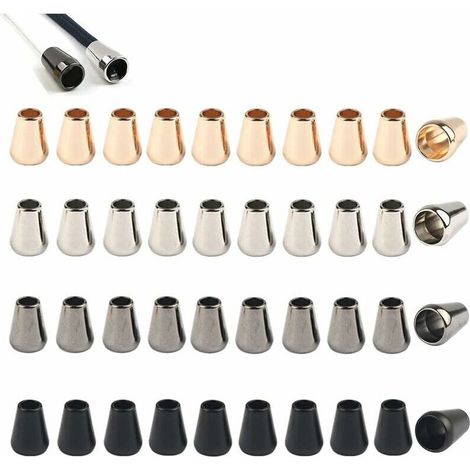 Ahlsen 40 Stück Kordelstopper aus Metall, Stopper aus Metall, Kordelenden, Kordel-Endkappe für Kordeln, Kleidung, Rucksack, Sportbekleidung (4 Farben)