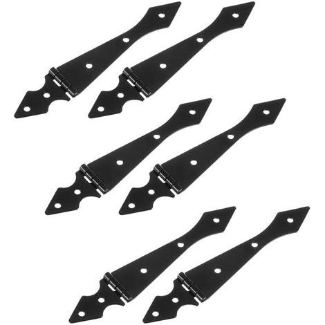 6-teiliges Streifenband, 5,7-Zoll-Scharniere für Schuppentüren, robuste Torscharniere, T-Scharniere mit Schrauben für Holzzäune, Gartentore, Scheunentore, Schwarz (1/4)