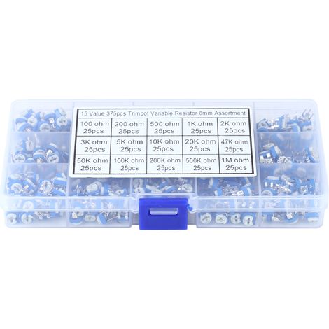 375Pcs 15 Values Potentiometer Variable Resistor Assortment Kit with Box