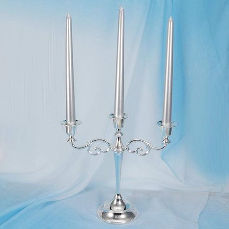 Silver 3-Branch Candlestick, Vintage Metal Holder, for Candle (1/5)