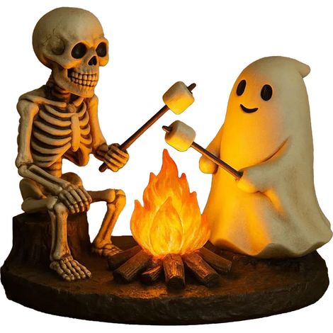 Lampe Halloween Squelette Fantôme, Éclairage LED Effet Feu de Camp, Décoration Lumineuse pour Maison (1/5)