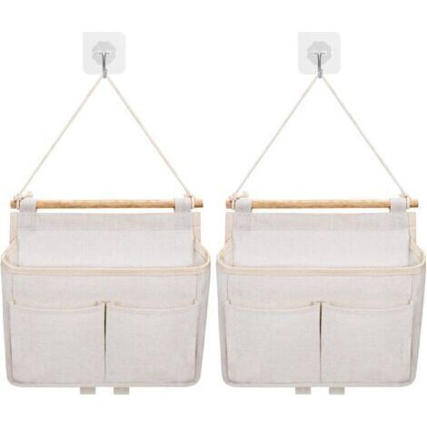 Sac De Rangement Mural, 2pcs Sac à Suspendre Organisateur De Poche (Beige) (1/4)