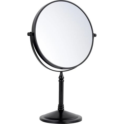 Miroir sur Pied Maquillage Miroir Grossissant x5 - Noir - Double Face - Anti-Rouille, Diamètre 20cm (1/5)