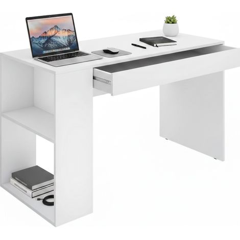 Dmora - Scrivania Arianella, Scrittoio multiuso, Tavolo per ufficio porta PC, Piano di lavoro, 115x50 h74 cm, Bianco