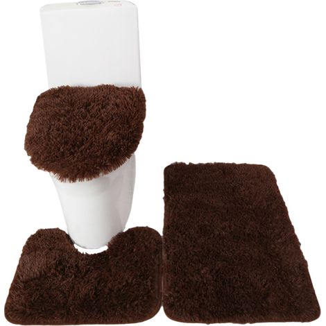 Juego de 3 alfombrillas de baño, funda para asiento de inodoro, alfombrilla antideslizante en forma de U, alfombrilla para pies suave y absorbente, felpudo, alfombrilla de baño y funda para asiento. (1/5)