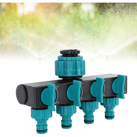 Convertisseur de Tuyau de Jardin 1 Entrée 4 Sorties ABS Splitter Hose Black pour Yard et Park (1/5)