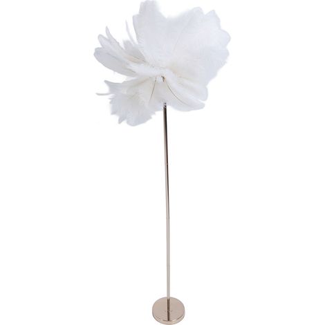 Lampadaire en fer forgé à motif de plumes d'autruche, 155 cm, LED, USB, intensité variable, lampe décorative moderne blanche pour table de chevet ou salon. (1/5)