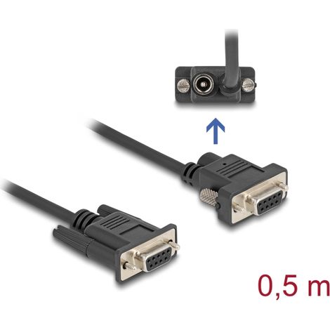 Delock Cable serie RS-232 D-Sub9 hembra to D-Sub9 hembra ConexiÃ³n de alimentaciÃ³n en el Pin 9 0.5 m