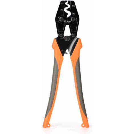 IWS-38 Ratschen-Crimpzange 8–38 mm² mit polierter Backe für nicht isolierte Kabelschuhe und steckbare Steckverbinder