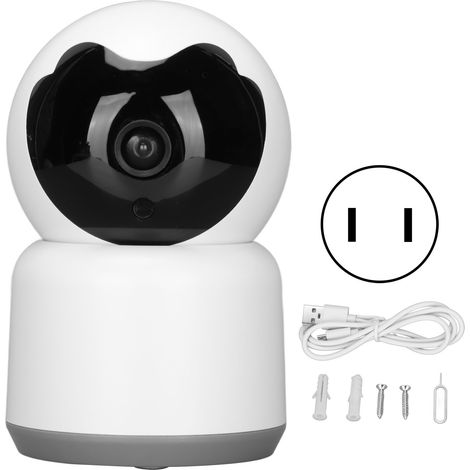 Caméra de surveillance intérieure bébé animal, détection mouvement alarme, audio bidirectionnel, vision nocturne IR, stockage cloud Tuya, prise US (1/5)