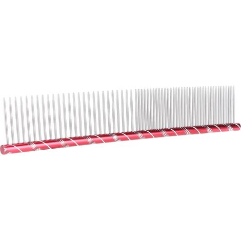 Peigne pour animaux de compagnie, peigne à dents doubles, à nœuds ouverts, pour chiens, chats et autres animaux à poils longs et courts, rouge (1/5)