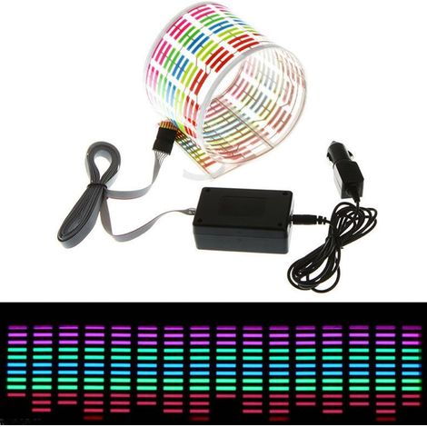 Adhesivo para coche con sensor de activación por sonido y música, luz LED, ecualizador, efecto luminoso, 45 x 11 cm