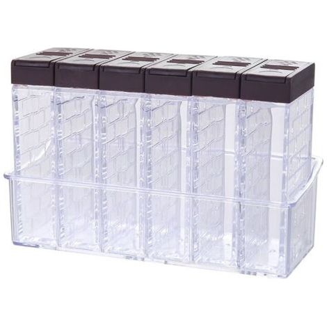 Réservoir de stockage de condiments, couvercle transparent à ouverture bidirectionnelle, distributeur d'épices pour la cuisine et (1/5)