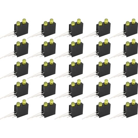 100Pcs Supports LED 3mm Double Hole Lampe Témoin Jaune avec Base Accessoires Industriels Indicateur (1/5)