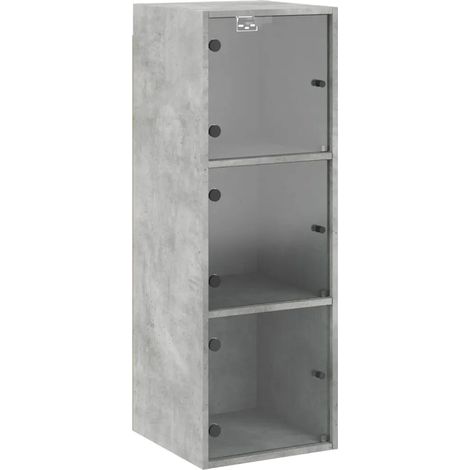 Armoire murale design moderne rangement pratique 35 x 37 x 100 cm en bois gris béton (1/5)