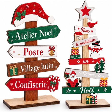 Deco Table Noel, 2 Modèles De 17 X 8,5 X 3,7 Cm À Poser Sur Table, Étagère Ou Cheminée,Decoration Table Noel (1/5)