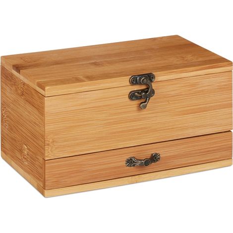 Boîte de rangement pour couture avec 4 compartiments et tiroir style vintage décoration intérieure en bambou naturel (1/5)