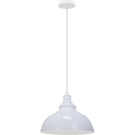 Lampada a Sospensione Vintage Metallo Illuminazione Plafoniera Cucina Soggiorno Ø29CM - Bianco