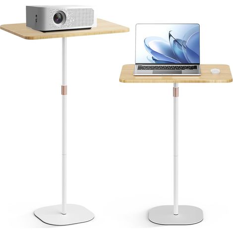 Bureau Debout pour Ordinateur Portable avec Hauteur Réglable 46-120cm, Table d'appoint pour Le Travail d'étude pour Bureau/Lit/Canapé, Blanc (1/5)