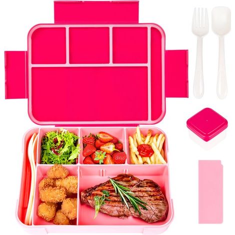Portapranzo per bambini con scomparti, 1330 ml, bento box a prova di perdite, portapranzo con 6 scomparti, porta colazione per la cameretta, portapranzo per la scuola (1/5)
