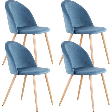 Chaises de Salle à Manger, Velours Doux, Design Moderne, Bleu (1/2)
