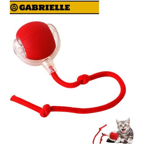 BUNTHAUS Balle interactive pour chat, jouet électrique pour chat, rechargeable par USB, 3 modes de fonctionnement, 360° adapté aux chats et aux chiens, rouge (1/4)