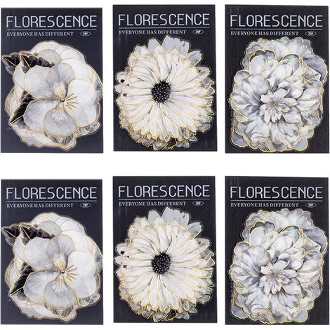 120 autocollants fleurs Divers accessoire de portail, contour holographique doré, imperméables, pour agenda et cartes faites main (1/5)