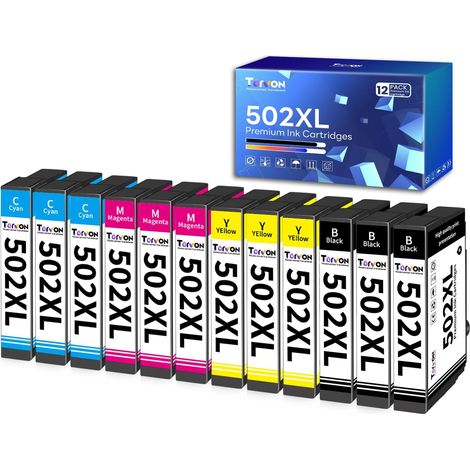 Cartouche 502XL Compatibles pour Epson 502XL Multipack (Lot de 12) (1/5)