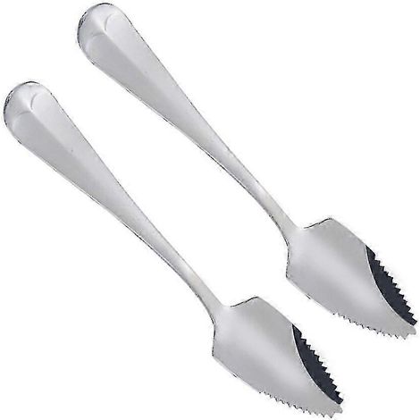 Lot de 2 cuillères à fruits en acier inoxydable avec long manche dentelé, cuillères à pamplemousse et à dessert, cuillères à café YRE (1/2)