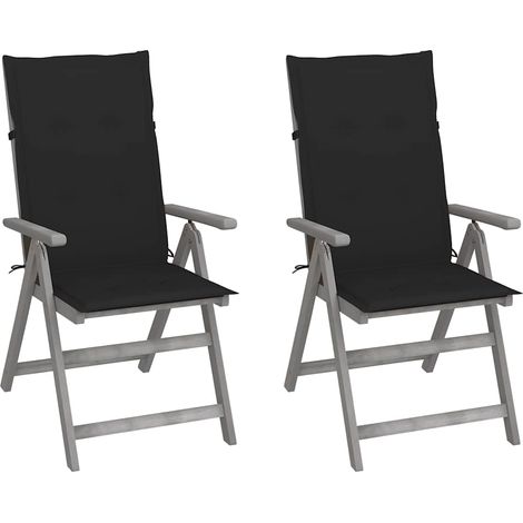 vidaXL Sillas reclinables jardín y cojines 2 uds madera maciza acacia (1/5)