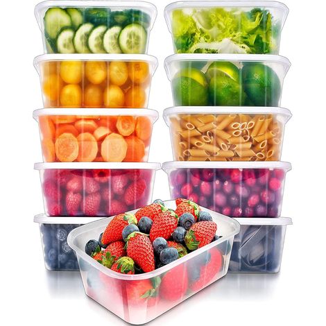 25 Pcs Food Storage Containers, 1000ml Reusable Plastic Meal Prep Boxes Deli Containers Takeaway Leakproof BPA Free with Airtight Lid (1/5)