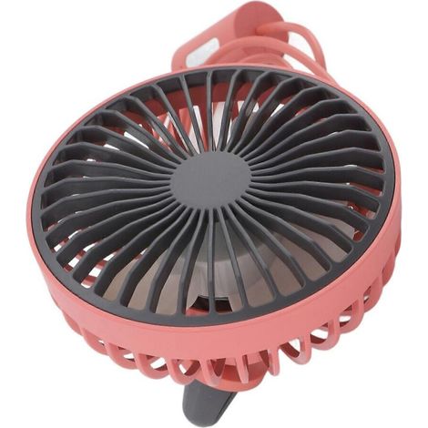 Ventilador para coche con luz LED, clip de salida de aire, 3 velocidades, potente flujo de aire, carga USB, color rojo. (1/3)