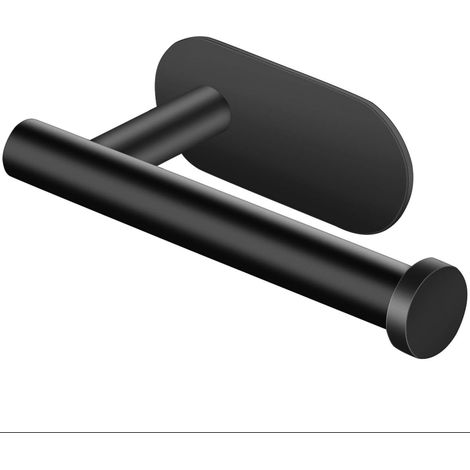 Porte Papier Toilette,Support de Papier Toilette Adhesif,Porte Papier Toilette Noir,Porte Rouleau Papier Mural sans Percage,Derouleur Papier 12.5cm (1/5)