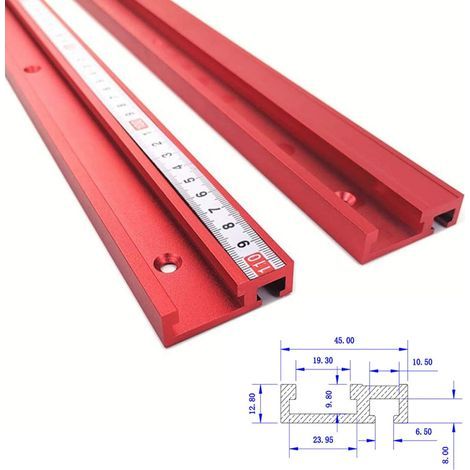 Rail à onglet en T 800 mm – Aluminium durable pour bois – Mini rail pour fixation de clôture – Accessoire pour scie sur table (1/5)