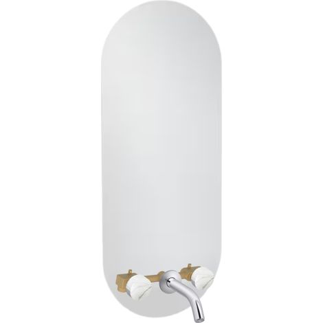 Espejo LED ovalado de 3 orificios + mezclador de lavabo empotrado de 3 orificios JACOB DELAFON Grands Boulevards mármol escultural y cromo