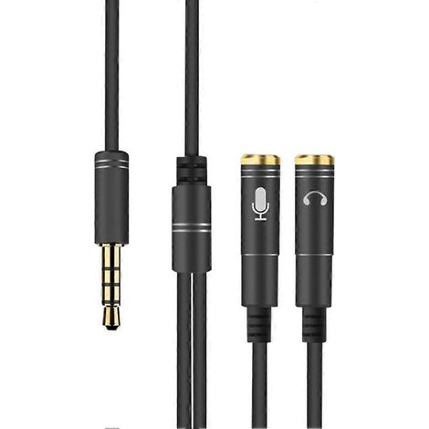Adaptateur répartiteur audio 3,5 mm pour microphones et casques audio - compatible avec les ordinateurs portables et les téléphones portables. (1/5)